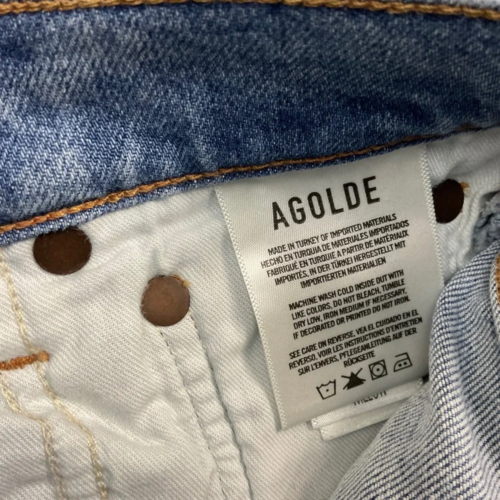 AGOLDE Willow High Rise Straight Leg‎ Button Fly Jeans Womens 25 Light Wash Blue
